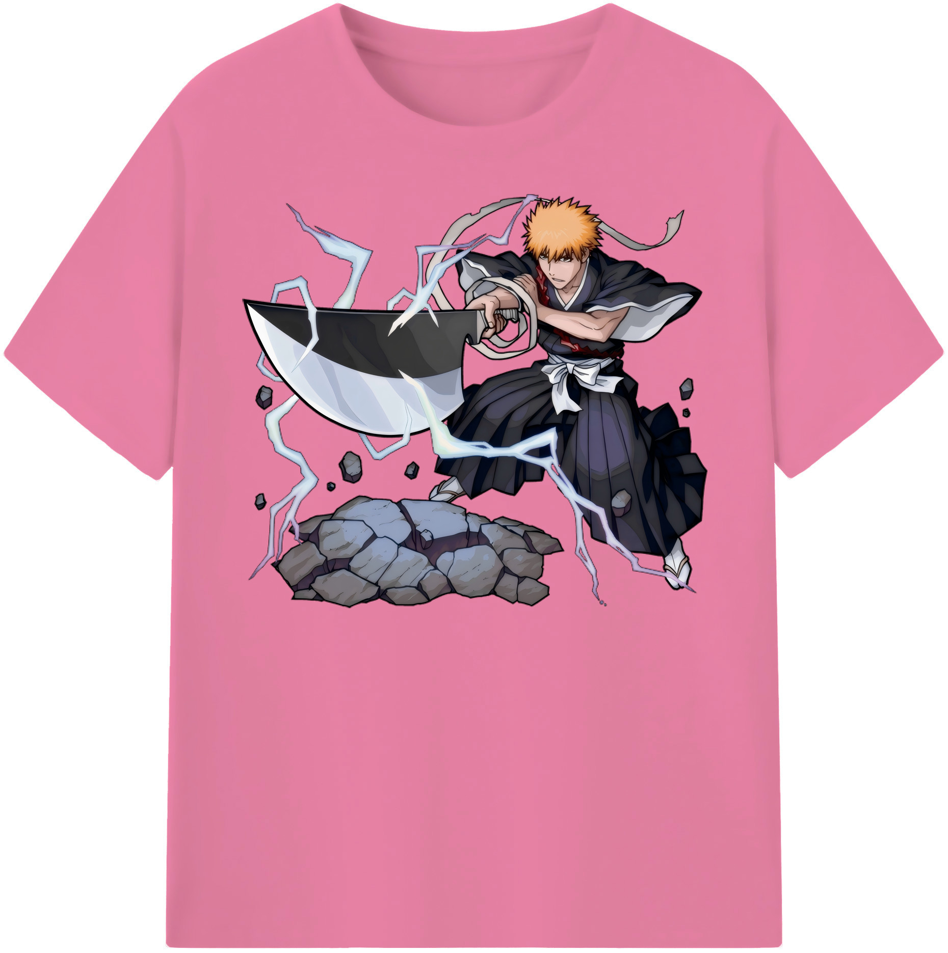 （画像用） ブリーチ 黒崎一護（くろさき いちご）BLEACH Kurosaki Ichigo 綿100％半袖Tシャツ（フロントプリント）